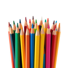Set of colored pencils on transparent background