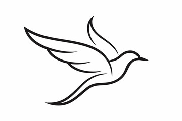 Flying Bird Silhouette Icon - Minimalist Black Vector on White Background.