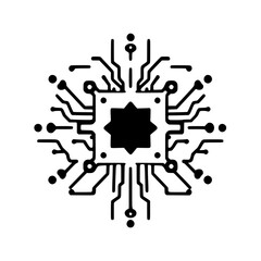 Abstract Technology Circuit Board Design: A mesmerizing digital artwork depicting a complex microchip circuit, symbolizing innovation, technology, and connectivity in the digital age.