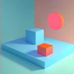Obraz premium vibrant composition of geometric shapes in a colorful, minimalistic setting
