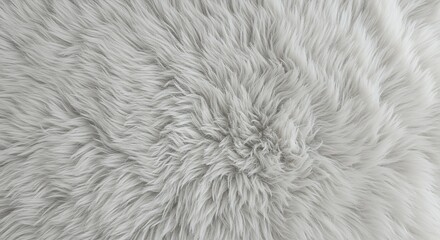 Close-up of a soft, light gray faux fur fabric.