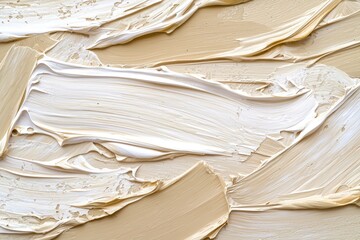 Abstract Beige and White Paint Texture Swirls
