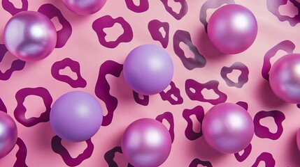 pink balloons on a purple leopard print background with a silver tint.