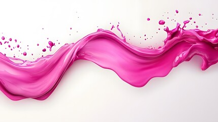 Vibrant pink paint fluid flowing on a white background, creates a visual effect, generative AI