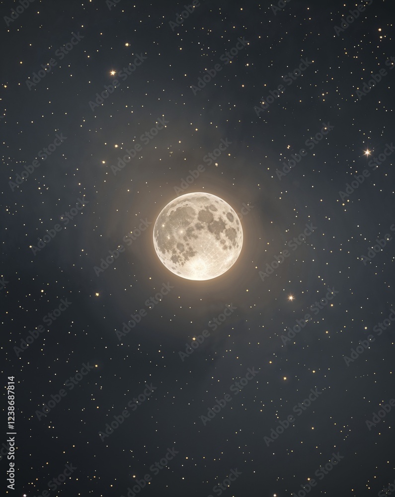 Poster charcoal gray with hazy lunar eclipse and dimly glowing stars abstract background