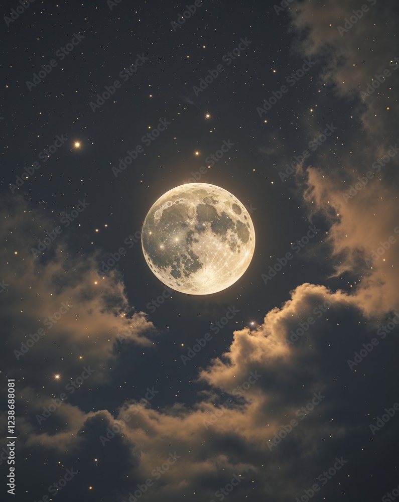 Poster charcoal gray with hazy lunar eclipse and dimly glowing stars abstract background