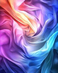 Fototapeta premium An enchanting swirl of colorful fabric, showcasing a soft blend of pink, blue, and violet hues, creating a dreamlike atmosphere perfect for artistic inspiration or background design.