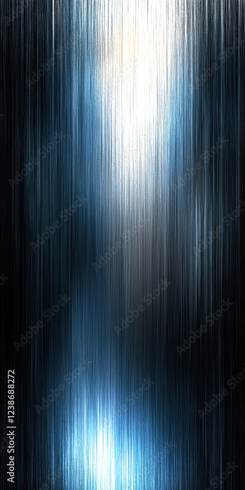 Poster a captivating abstract image featuring vertical lines in a gradient of blue and silver tones, evokin