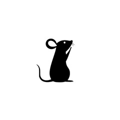 Adorable Black Mouse Silhouette: Minimalist Animal Vector Graphic
