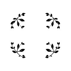 Elegant Black and White Floral Design Elements: Leaves and Branches for Decoration