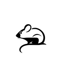 Elegant Mouse Illustration: Simple Black and White Vector Graphic
