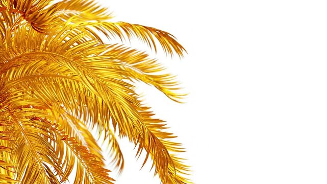 White background with golden palm leaves