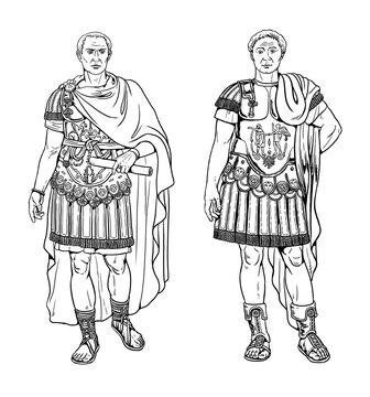 Famous figures from ancient history - Julius Caesar and Pompey. Two generals and great personalities of the ancient world.