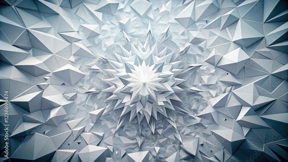 Poster abstract crystalline structure a detailed 3d rendering of interlocking polygons forming a striking c