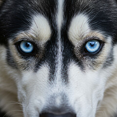 Stunning Husky Dog Closeup with Bright Blue Eyes