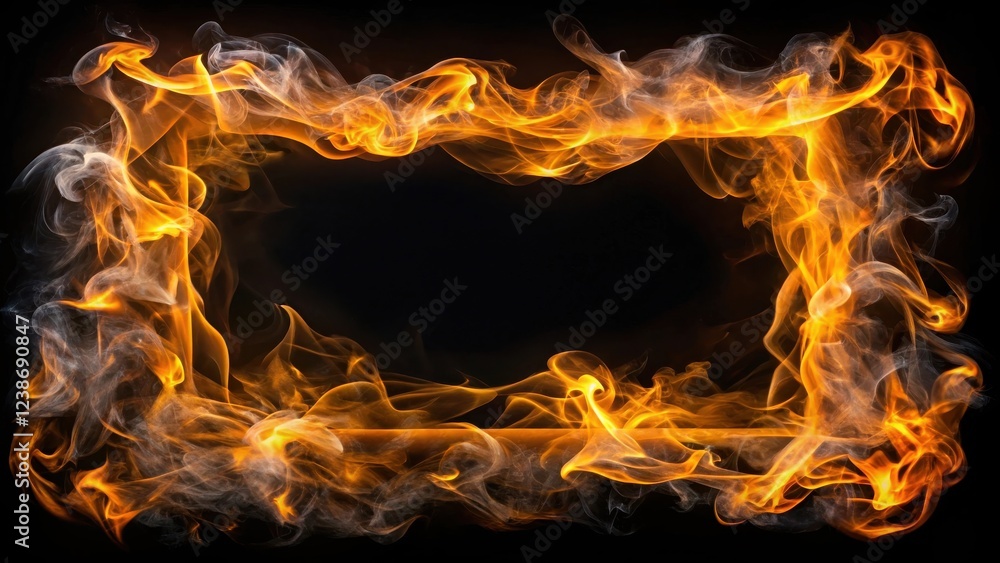 Aufkleber fiery abstract frame glowing embers and smoke design for dramatic visuals