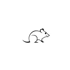 Elegant Mouse Line Art: Minimalist Rodent Vector Graphic