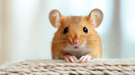 This captivating image features an adorable brown mouse with oversized ears and delicate features, embodying a sense of curiosity and playful innocence in a nature-inspired setting.