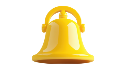 Shiny yellow bell ringing with transparent background