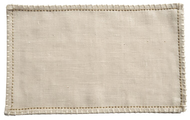 High-quality beige linen placemat for dining table decor isolated on a transparent background. PNG...