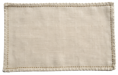 High-quality beige linen placemat for dining table decor isolated on a transparent background. PNG Mat