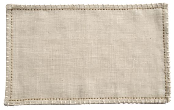 High-quality beige linen placemat for dining table decor isolated on a transparent background. PNG Mat