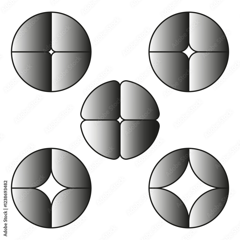 Aufkleber gradient circle design. abstract symmetric pattern. black and gray tones. circular geometric art.