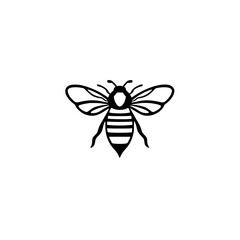 Striped Bee: A Black and White Minimalist Vector Illustration of a Honeybee. Perfect for nature-themed designs, logos, and more.