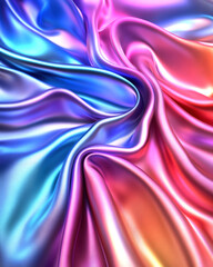 Obraz premium This image showcases a stunning close-up of flowing silk fabric, blending hues of blue, pink, and purple, creating an elegant and serene visual experience that captures the essence of luxury.