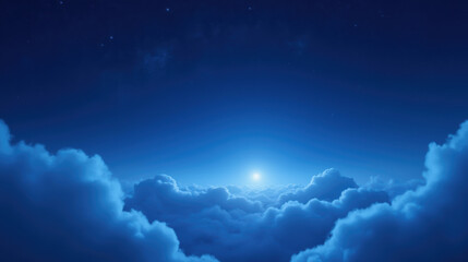 Obraz premium serene night sky with clouds and bright star shining above