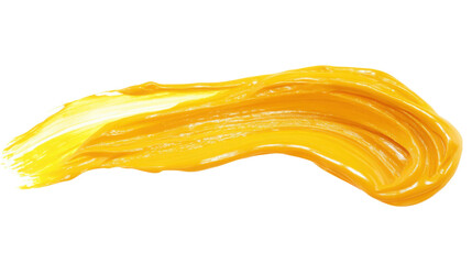 Fototapeta premium Yellow paint brush stroke on transparent background