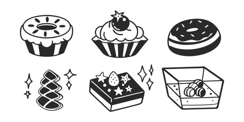 Hand-Drawn Bakery Shop Illustration Collection – Sweets, Pastries & Baking Goods