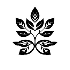 Elegant Black and White Plant Illustration: Botanical Leaves Design, Minimalist Floral Pattern, Nature-Inspired Vector Graphic