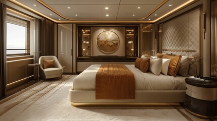 Cozy and Inviting Bedroom Featuring a Comfortable Bed and Elegant Chair Surrounded by Warm Lighting and Soft Textiles Creating a Relaxing Atmosphere for Restful Sleep and Comfort