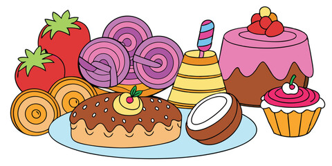 Hand-Drawn Bakery Shop Illustration Collection – Sweets, Pastries & Baking Goods