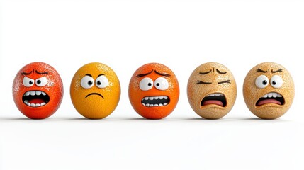 Expressive Spherical Characters Displaying a Range of Emotions from Anger to Anxiety