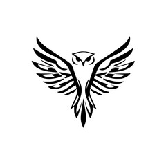 Majestic Owl in Flight: Black and White Bird Graphic Design