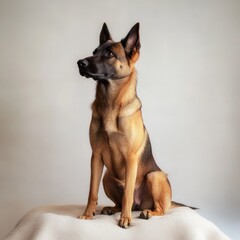 Obraz premium Elegant Belgian Malinois Dog with Perked Ears in a Studio Setting