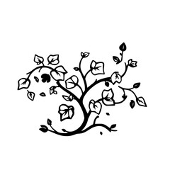 Elegant Black and White Floral Design: Botanical Ivy Vine Illustration, Nature-Inspired Graphic for Decoration