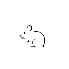 Minimalist Mouse Line Art: Simple Black and White Rodent Drawing, Cute Animal Illustration, Vector Graphic Design