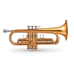 Obraz premium Gold Trumpet on White Background Detailed Studio Shot