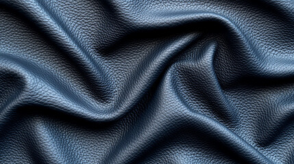 Fototapeta premium Luxurious blue leather texture with natural creases and depth