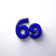 Shiny blue number sixty nine in a 3D render perfect for website banners or digital design projects.