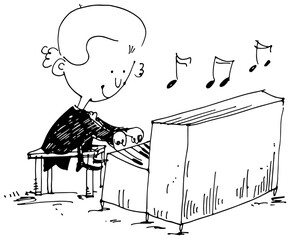 Young Amadeus playing piano