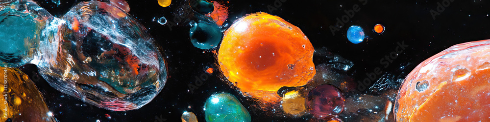 Poster abstract composition of translucent spheres and blobs
