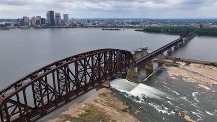 Obraz premium Louisville, KY city skyline largest city in Kentucky beside the Ohio River known for horse racing 