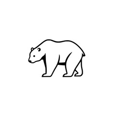 Polar Bear Line Art: Minimalist Vector Icon, Perfect for Logos and Graphic Designs.  A simple, elegant illustration of a polar bear, symbolizing arctic wildlife and nature.