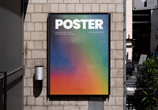 Mockup Of Vertical Customized Poster On Wall
