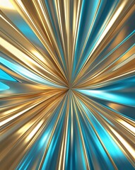 Obraz premium Gold and cyan sleek futuristic stripes with radiant shine abstract background