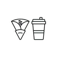 Drink and crepe set food icon represents a delightful snack combo, perfect for café menus, bakery designs, and dessert-themed illustrations.
